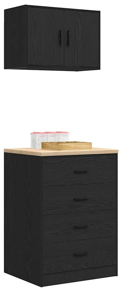 Armários de garagem 2 pcs derivados de madeira preto
