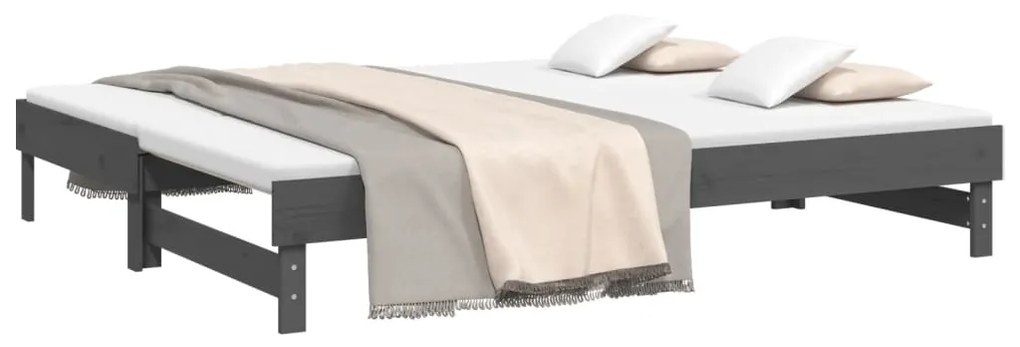 Sofá-cama de puxar 2x(90x200) cm pinho maciço cinza