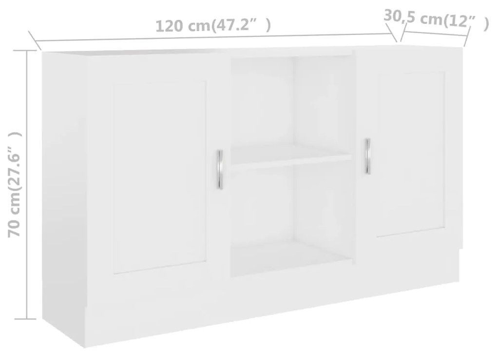 Aparador Real de 120 cm - Branco - Design Moderno