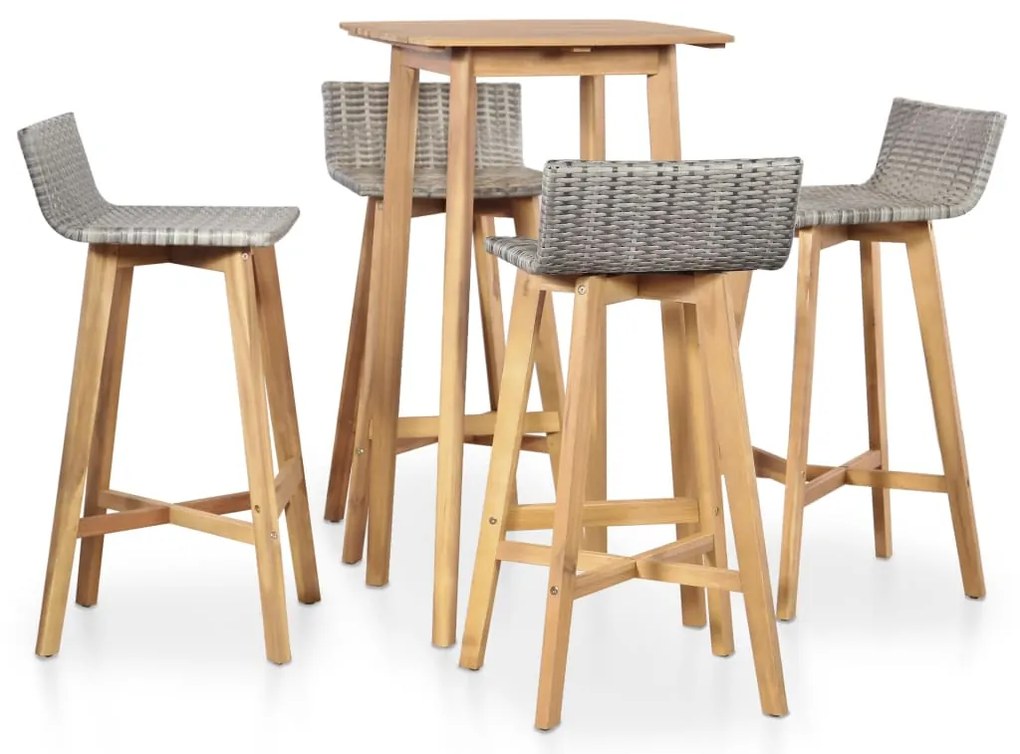 5 pcs conjunto de jantar exterior madeira acácia maciça