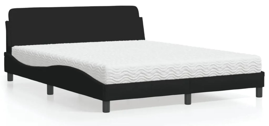 Cama com colchão 160x200 cm tecido preto