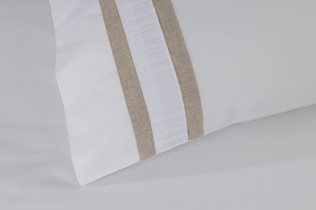 Percal 400 Fios - Jogos de lençóis cor branco - Premium Eliot: 1 lençol capa ajustable 150x200+30 cm + 1 lençol superior 240x290 cm + (2) Fronhas 50x70 cm