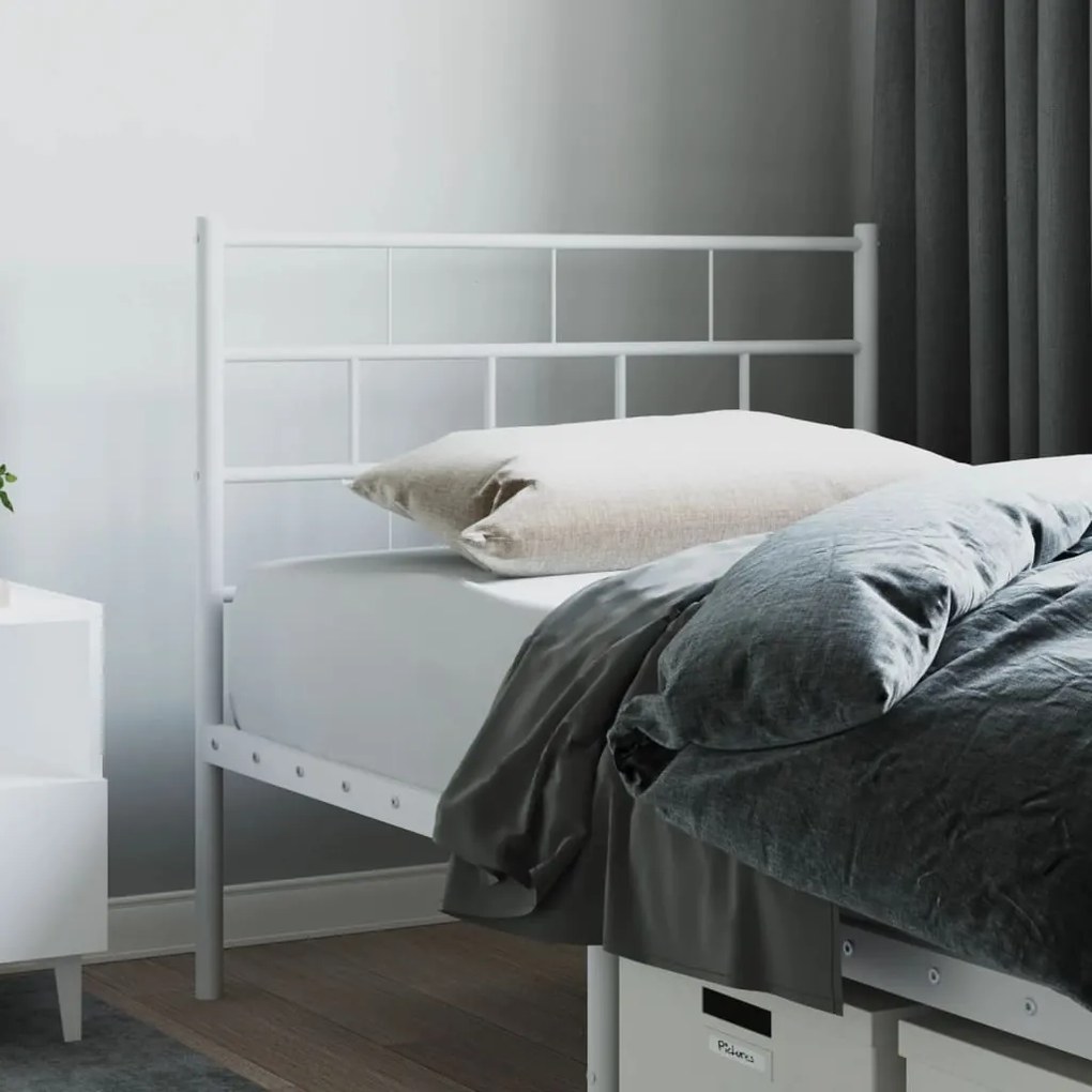 vidaXL Cabeceira de cama 90 cm metal branco
