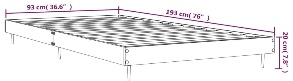 Estrutura de cama 90x190 cm derivados de madeira cinza cimento