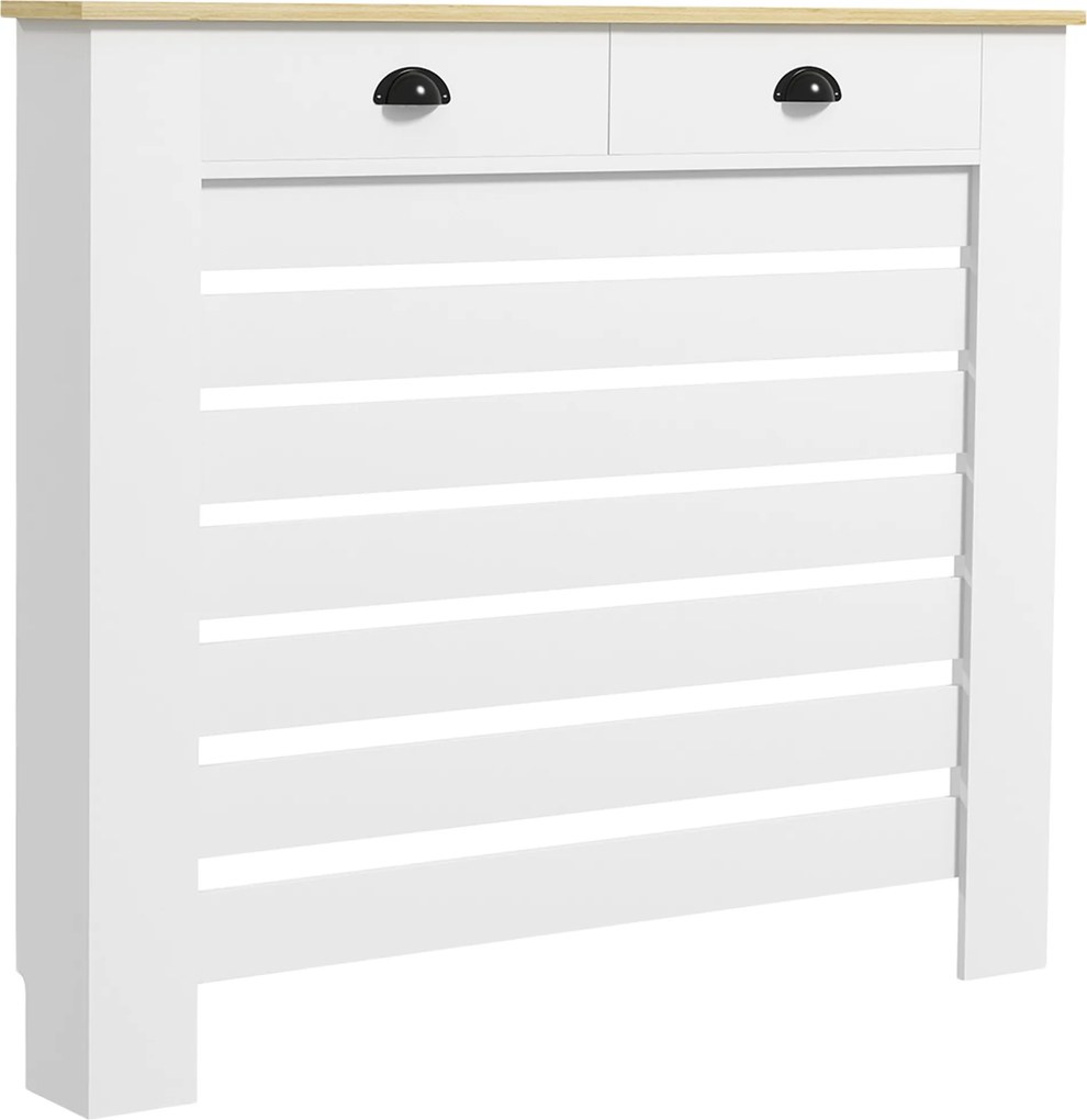HOMCOM Cobertura para Radiador com Gavetas Cobertura para Radiador de MDF para Sala de Estar Dormitório Corredor 111x19x95,5 cm Branco | Aosom Portugal