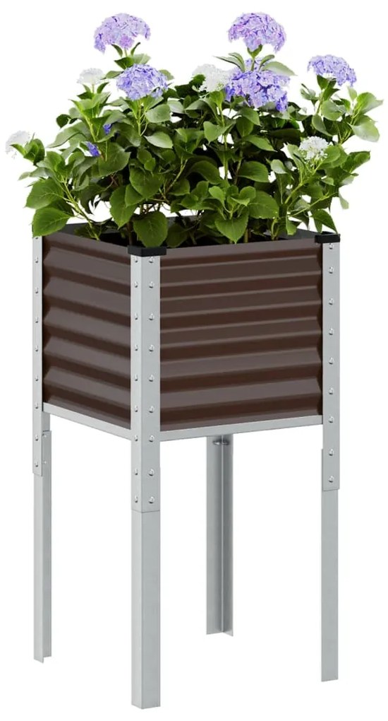 vidaXL Vaso de jardim marrom 45x45x88 cm aço