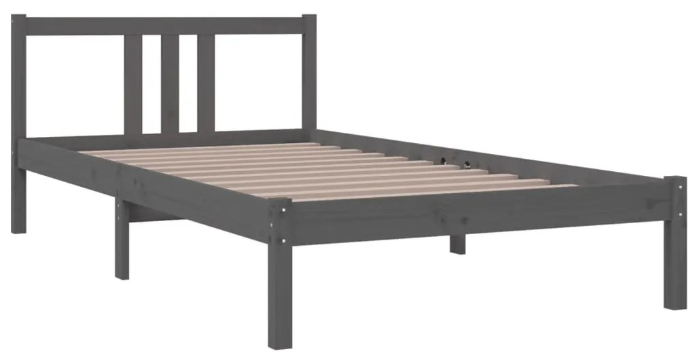 Estrutura de cama 100x200 cm madeira maciça cinzento