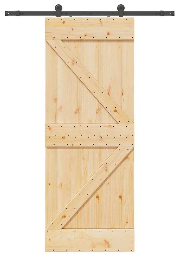 VidaXL Porta de correr com ferragens 80x210 cm madeira de pinho maciça
