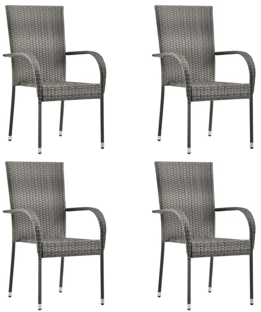 5 pcs conjunto de jantar para jardim cinzento