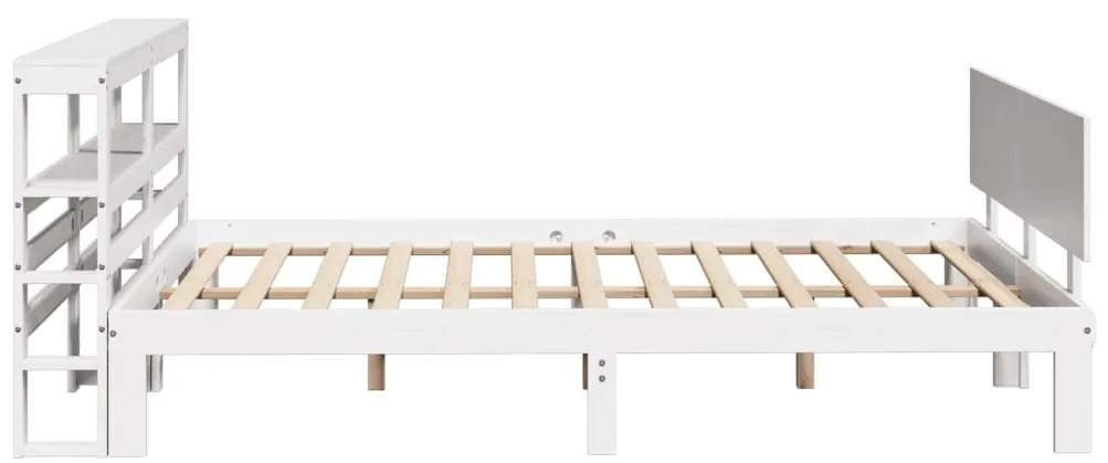 Estrutura de cama c/ cabeceira 150x200 cm pinho maciço branco
