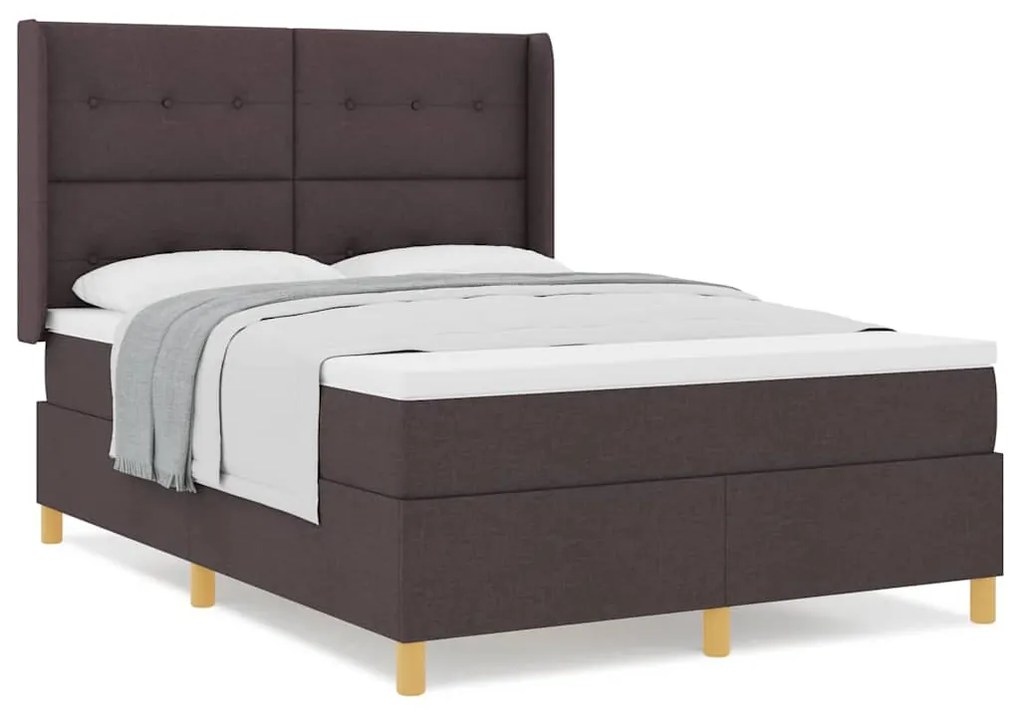 Cama Box com Colchão Castanho Escuro 140x190 cm