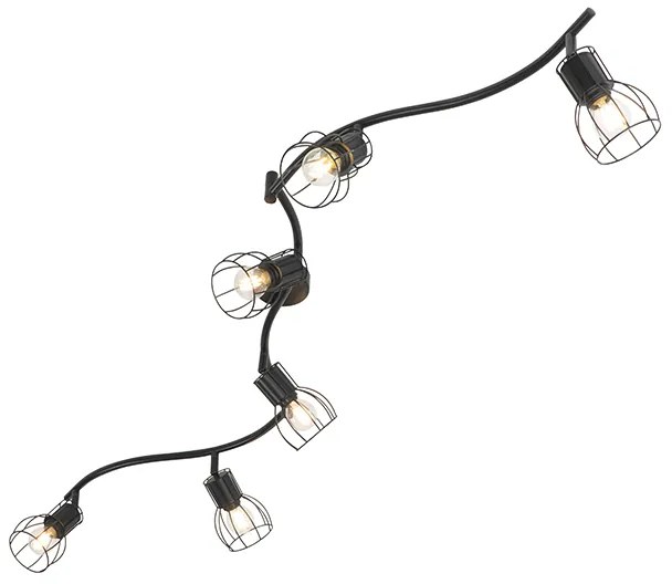 Candeeiro de teto moderno preto 145 cm 6 luzes - Botu