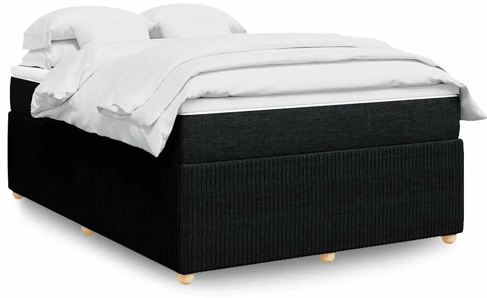 vidaXL Cama com molas/colchão 140x190 cm tecido preto