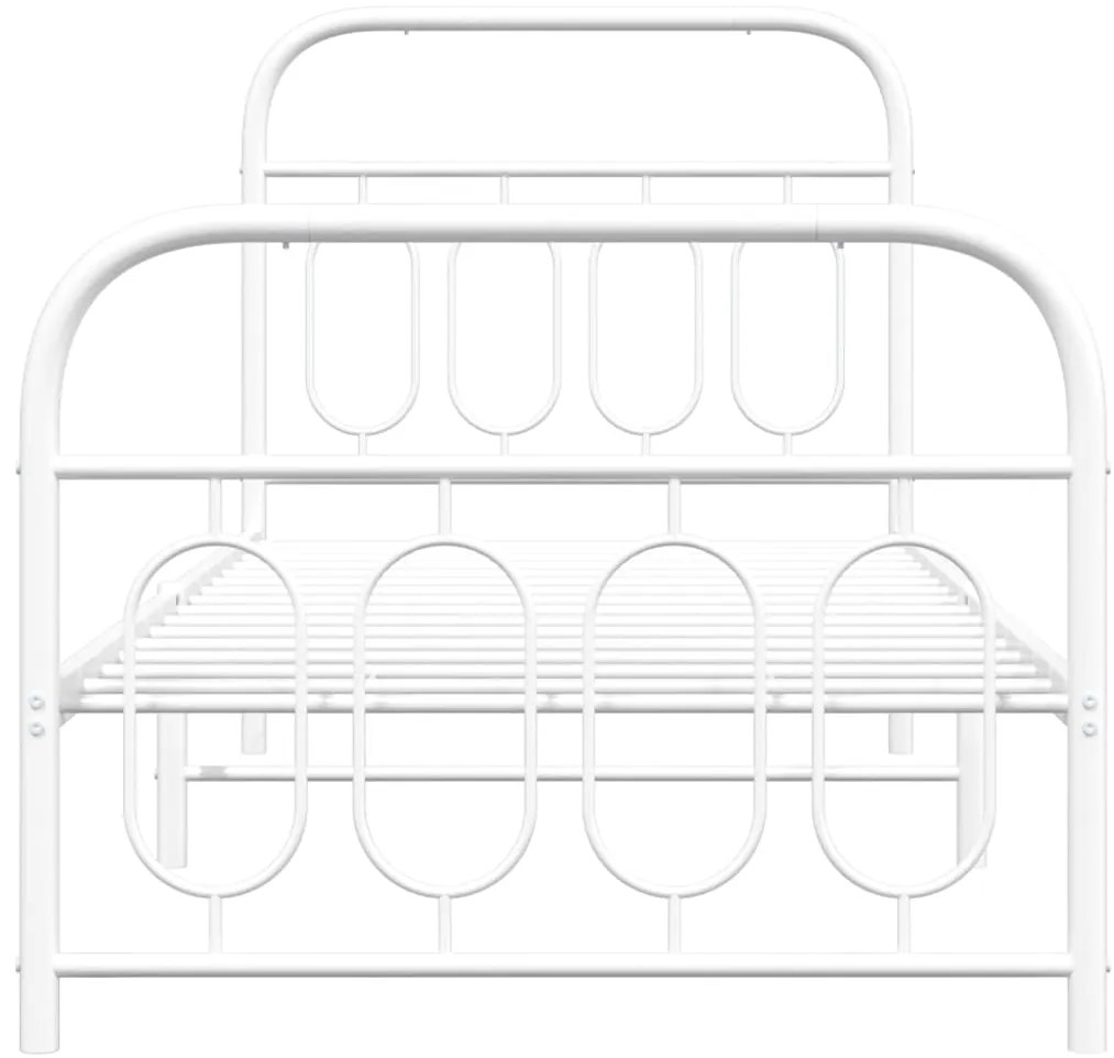 Estrutura de cama com cabeceira e pés 90x200 cm metal branco