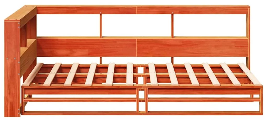 Cama com estante sem colchão 90x190cm pinho maciço castanho-mel