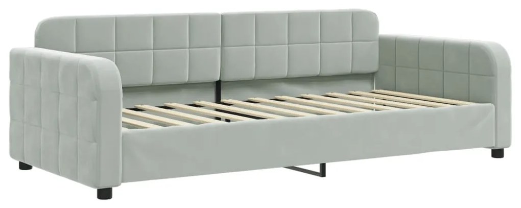 Sofá-cama com colchão 90x200 cm veludo cinzento-claro