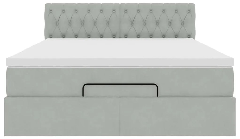 Estrutura de cama otomana com colchão 140x190 cm cinzento claro