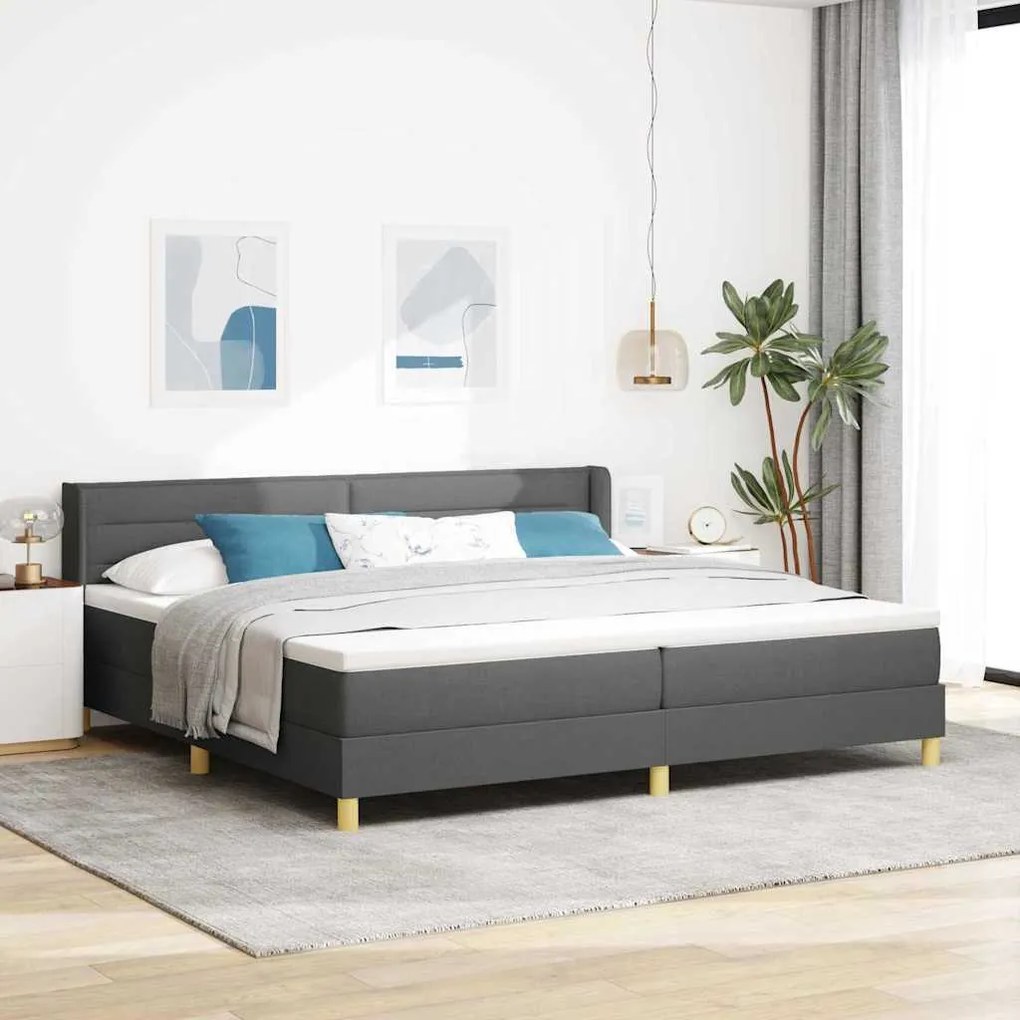 vidaXL Cama Box com colchão Cinza Escuro 200 x 200 cm Poliéster