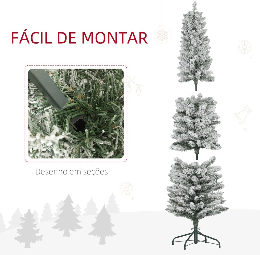 HOMCOM Árvore de Natal 180 cm Árvore de Natal Artificial Nevada com 15