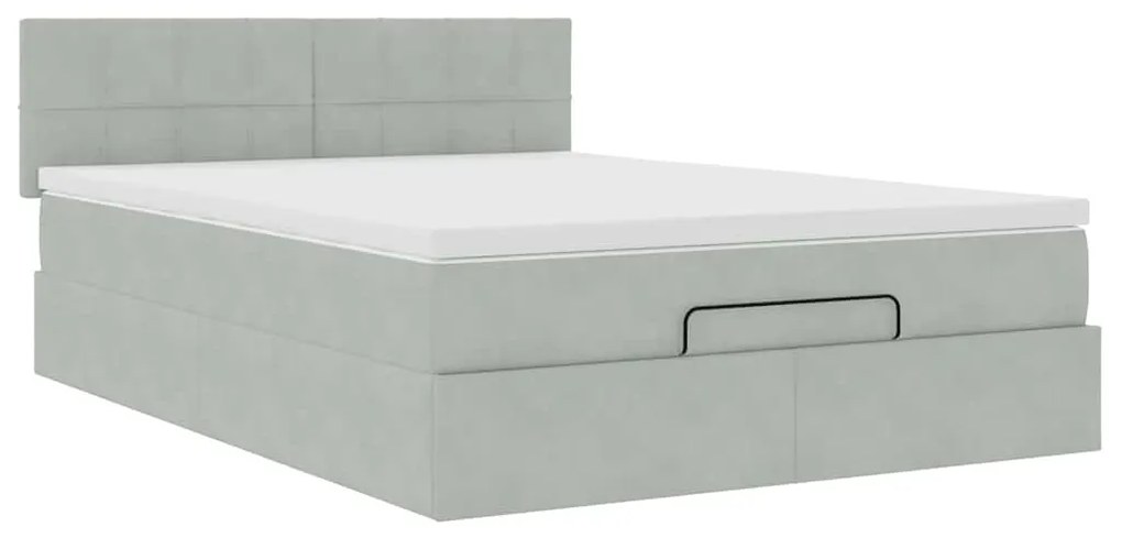Estrutura de cama otomana com colchão 140x200 cm cinzento claro