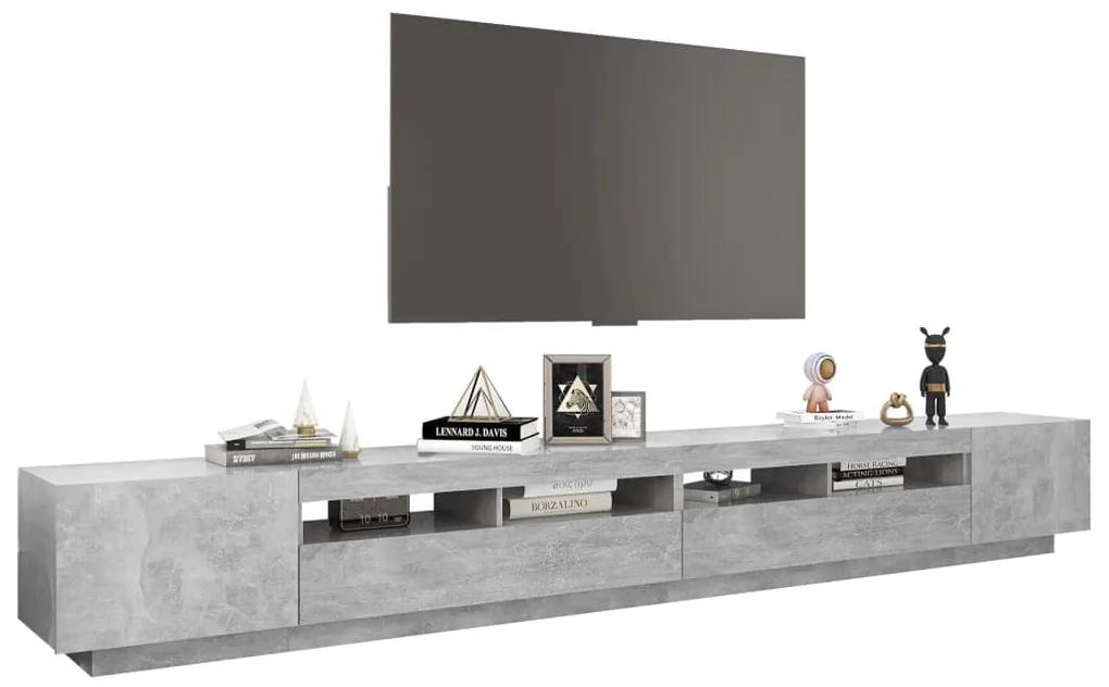 Móvel de TV com luzes LED 300x35x40 cm cinzento cimento