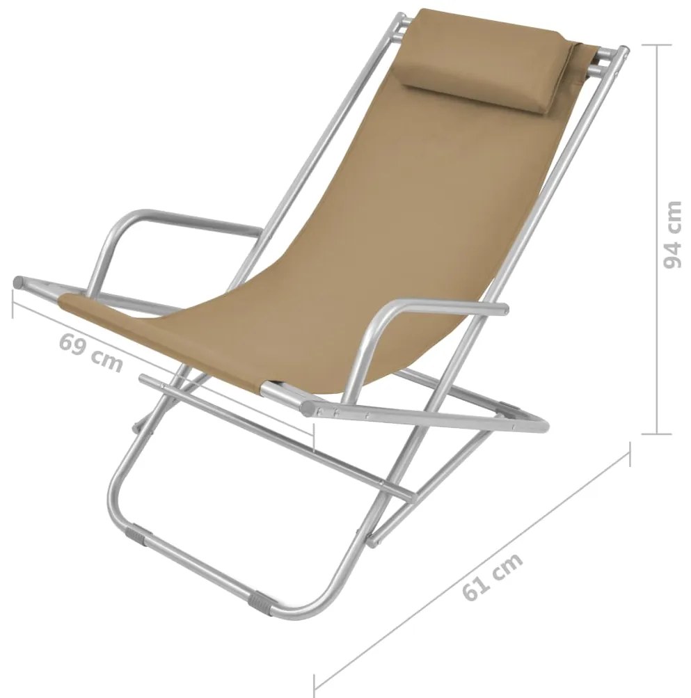 Cadeiras de jardim reclináveis 2 pcs aço cinzento-acastanhado