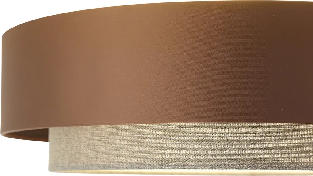 Plafon moderno bronze escuro com taupe 50cm 3-luzes - Drum Duo