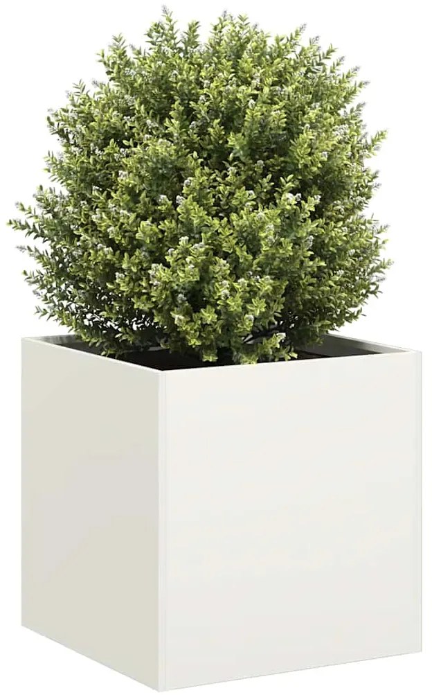 vidaXL Vaso/floreira 40x40x40 cm aço laminado a frio branco