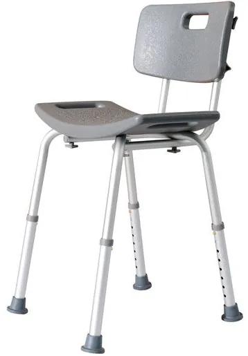 HOMCOM Cadeira de Duche Antiderrapante e Regulável para Banho WC- Cinzento e Prata- 55 x 50,6 x 67,5-85,5 cm (C x L x A)