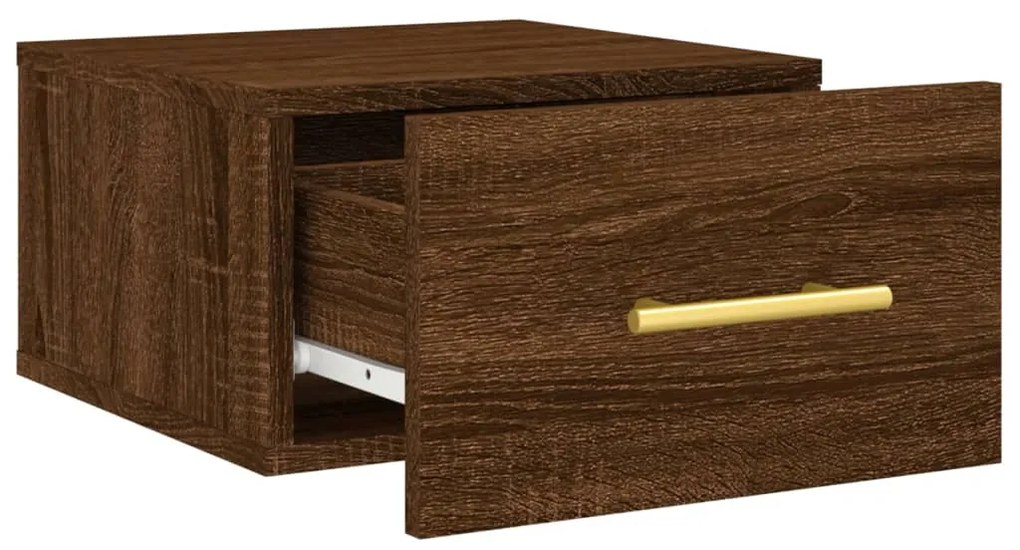 Mesa de cabeceira de parede 35x35x20 cm cor carvalho castanho