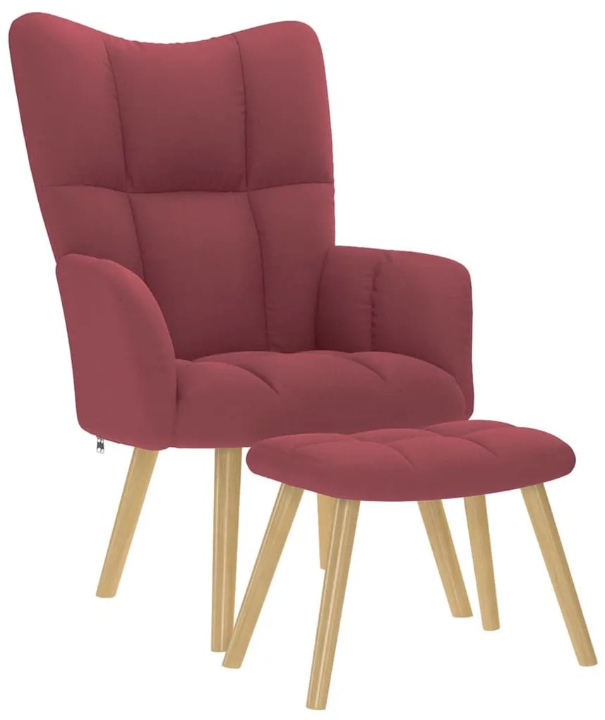 vidaXL Cadeira de descanso com banco p/ pés tecido vermelho tinto