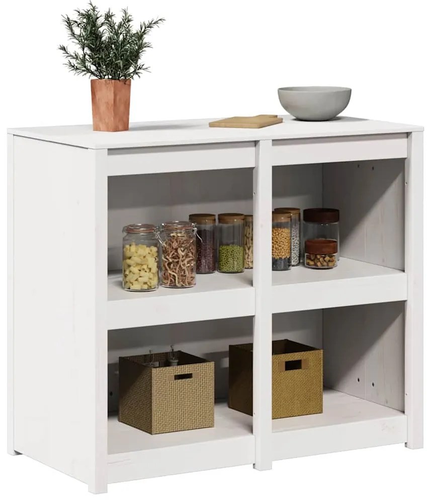 Armário de Cozinha Externo Branco 106x55x92 cm Madeira Sólida de Pinho