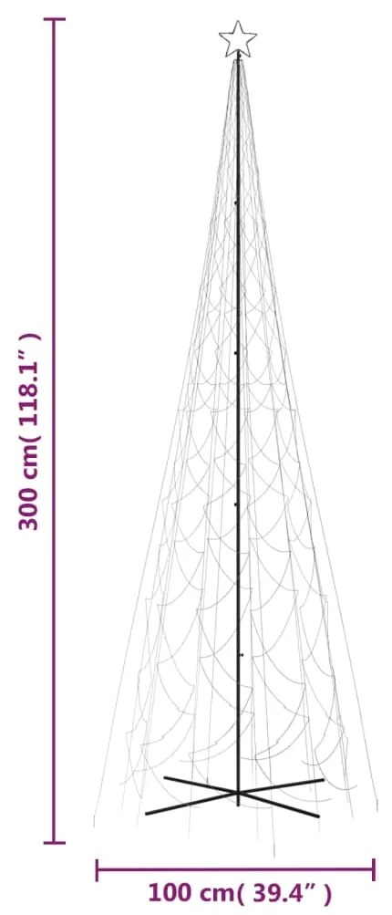 Árvore de Natal em cone 3000 luzes LED 230x800 cm branco frio