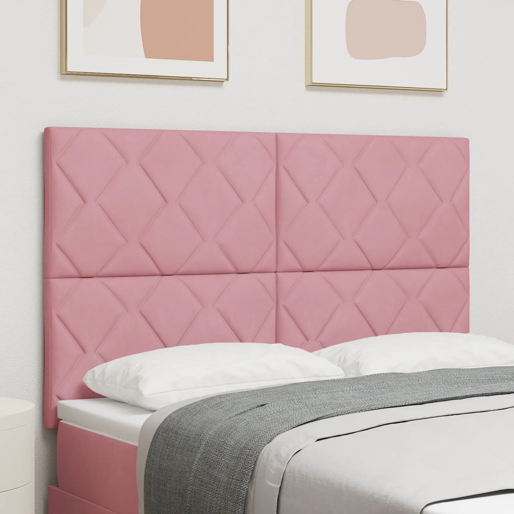 Cabeceira Design de Blocos de Diamante Rosa 140 cm Veludo