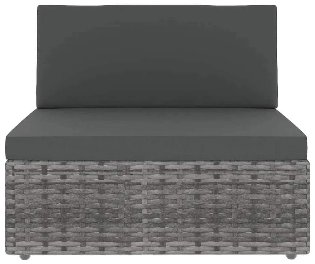 8 pcs conjunto lounge de jardim vime PE cinzento