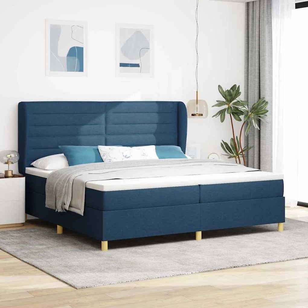 vidaXL Cama Box Springs com Colchão Cinza Escuro 90x190 cm Azul tecido