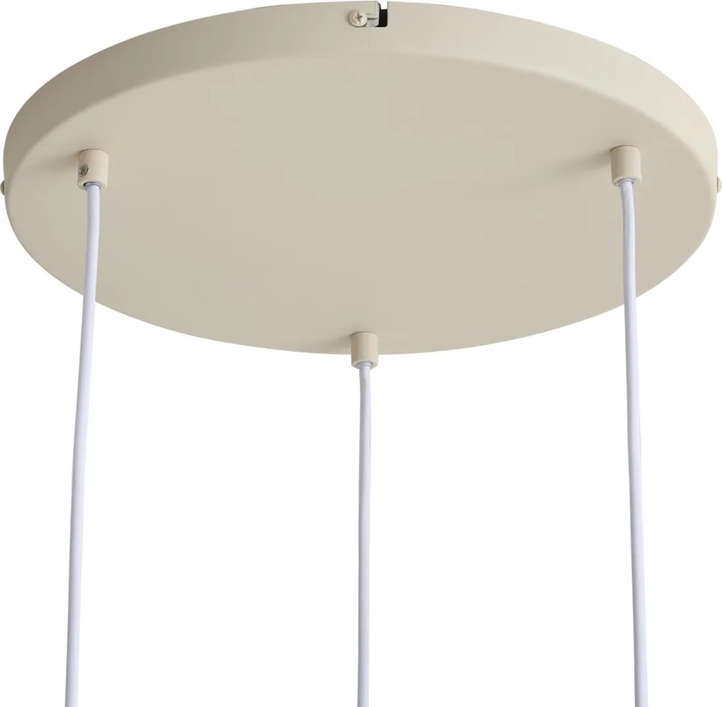 Candeeiro Pendente Escandinavo Bege com Vidro Opalino 3 Luzes - Polly