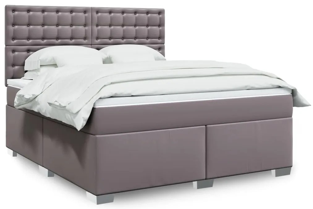 vidaXL Cama com molas/colchão 180x200 cm couro artificial cinza
