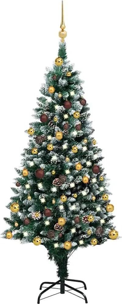 Árvore de Natal artificial com luzes LED/bolas/pinhas 150 cm