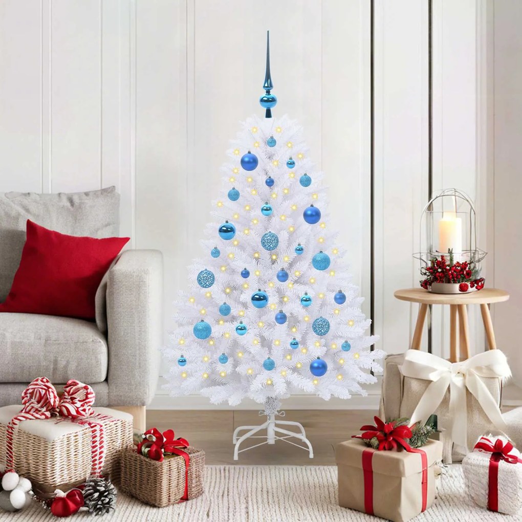 vidaXL Árvore de Natal Articulada Artificial Branco 120 cm PVC e Aço