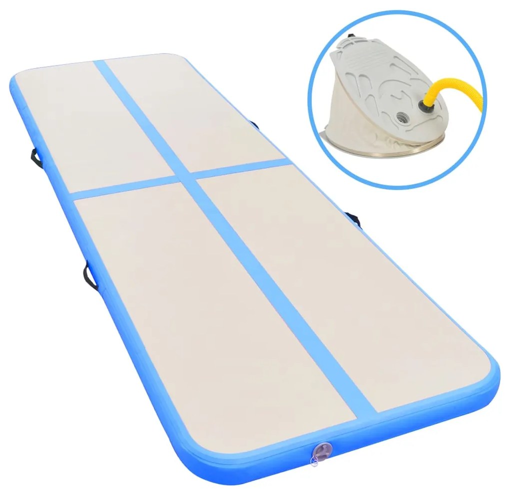 vidaXL Colchão de ginástica insuflável c/ bomba 600x100x10 cm PVC azul