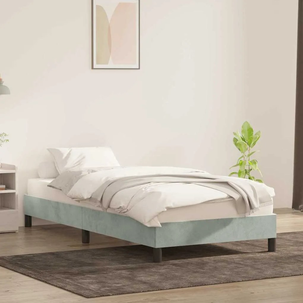 Estrutura de cama sem colchão 90x210 cm veludo cinzento-claro