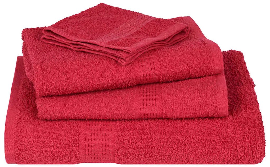 6pcs Conjunto toalhas banho 360 gsm 100% algodão vermelho