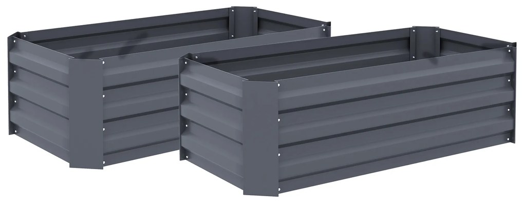 Outsunny Lote de 2 Canteiros de Jardim Dimensão 100x50x30 cm Chapa de Aço Ondulada Cinza | Aosom Portugal