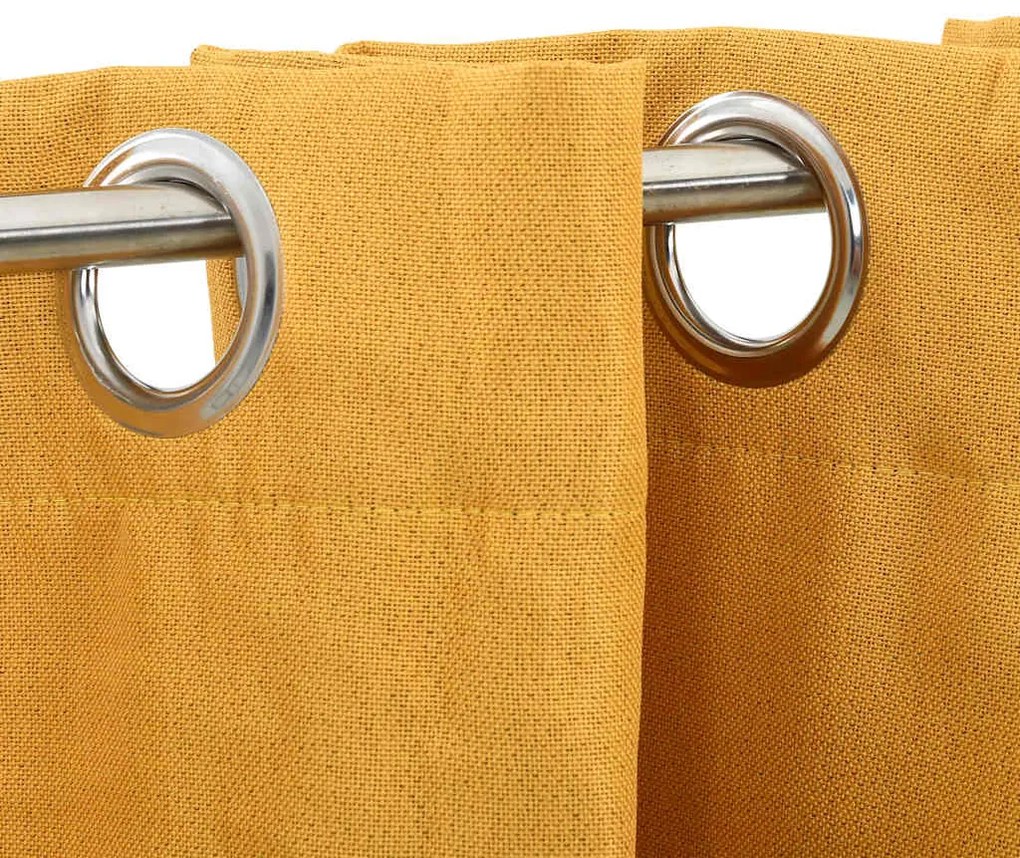 Cortina opaca aspeto de linho com ilhós 290x245 cm amarelo