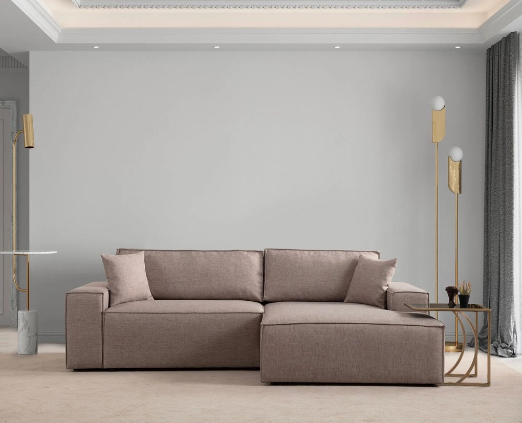 Sofá-Cama de Canto Pırlo – Castanho – 260x78x170 cm