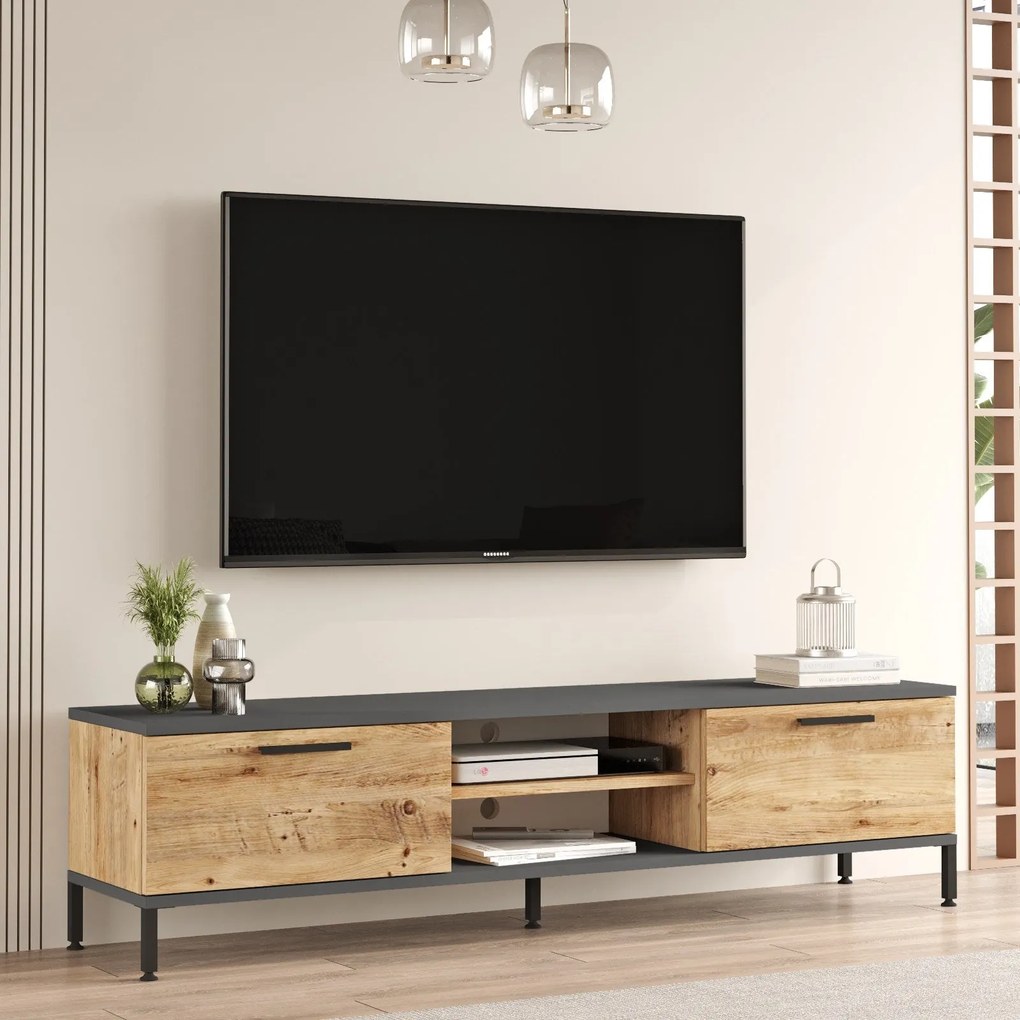 Móvel TV RL1 – Pinho Atlântico e Antracite – 160 cm x 39,1 cm x 35 cm