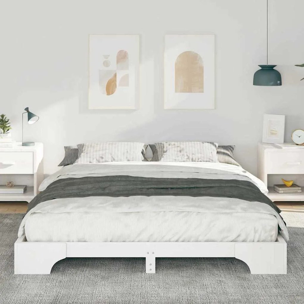 Estrutura de cama de chão com armazenamento Branco 160 x 220 cm