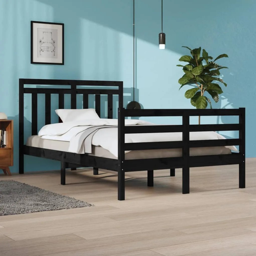 vidaXL Estrutura de cama 120x200 cm madeira maciça preto
