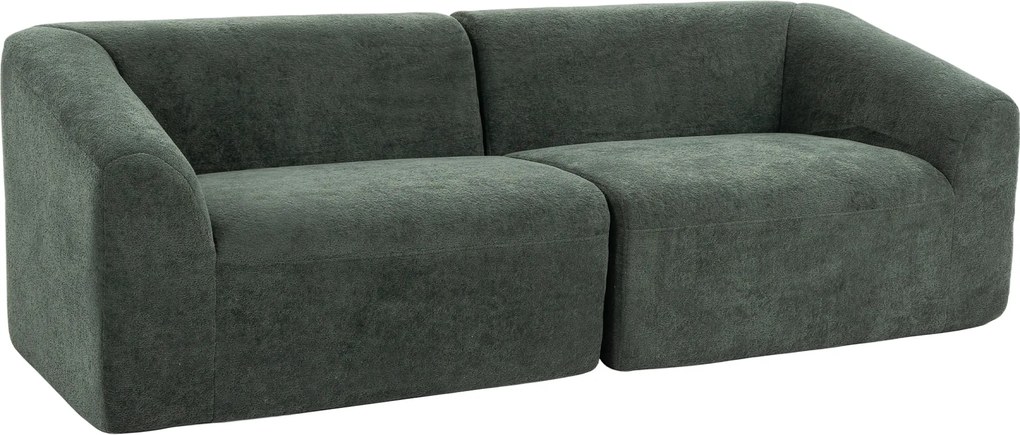 HOMCOM Sofá 3 lugares em chenille 225 cm, sofá de sala estofado moderno com assento largo, almofada com molas, verde escuro | Aosom Portugal